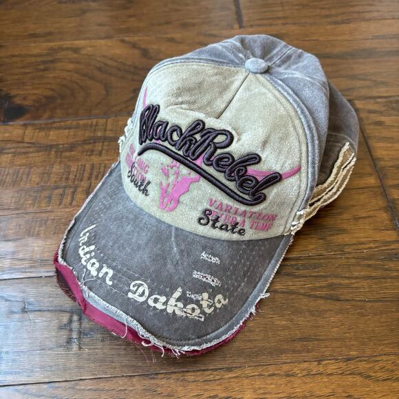 Black Rebel Embroidered Distressed Baseball Unisex Cap - Picture 1 of 7